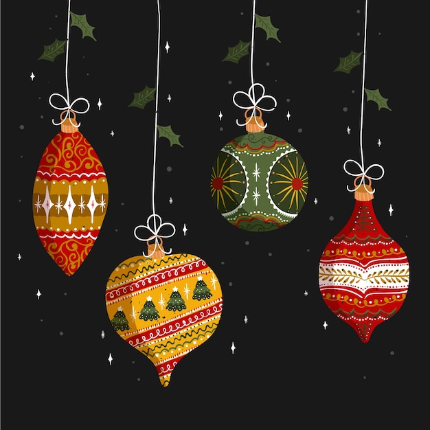 Free Vector | Hand drawn christmas balls set