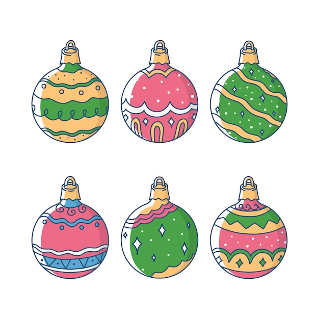 Free Vector | Hand drawn christmas balls set