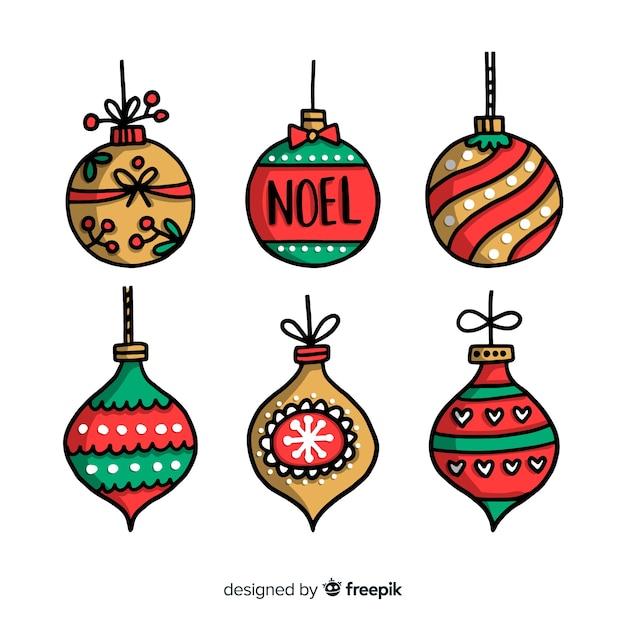 Free Vector | Hand drawn christmas balls on white background