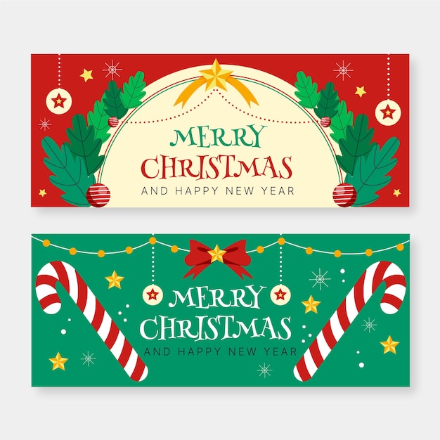 Free Vector | Hand drawn christmas banners template