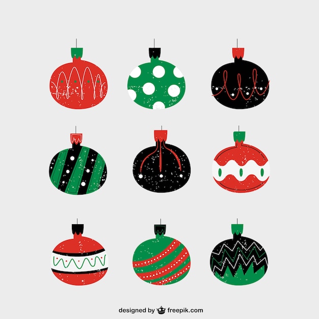 Download Free Vector | Hand drawn christmas baubles