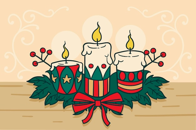 Premium Vector | Hand drawn christmas candle background