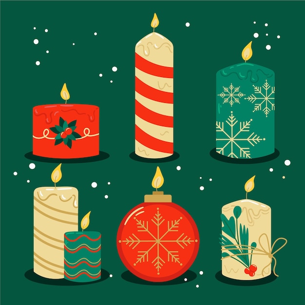Premium Vector Hand drawn christmas candle collection