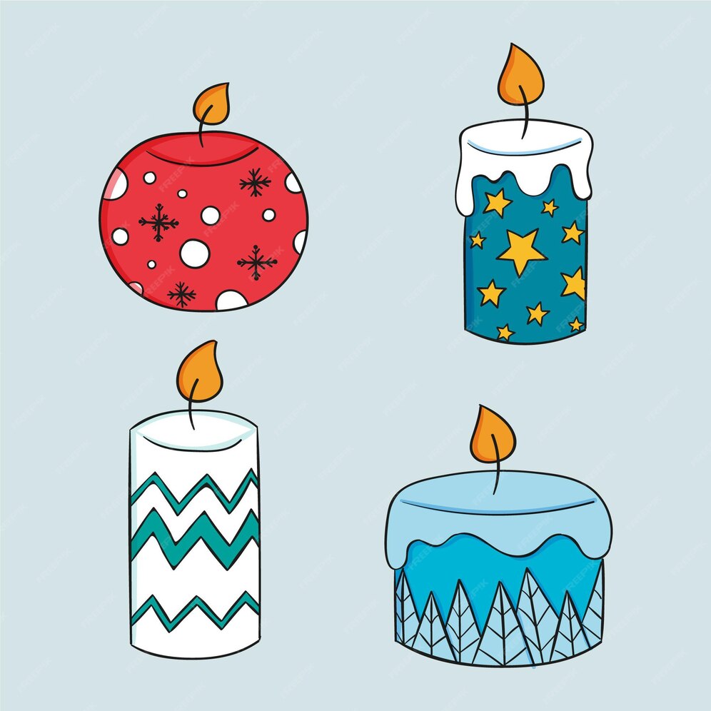 Free Vector Hand drawn christmas candle illustration pack
