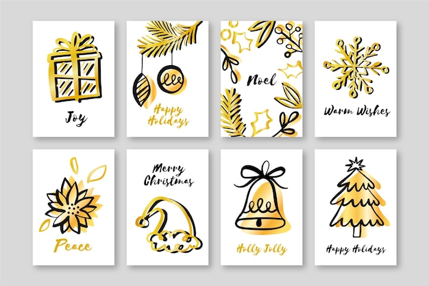 Free Vector | Hand drawn christmas cards collection