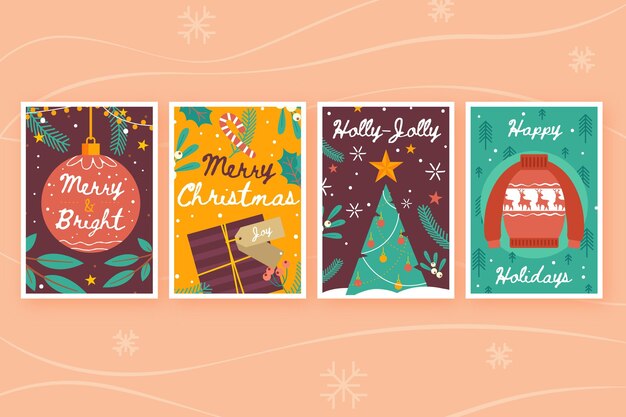 Free Vector | Hand drawn christmas cards collection