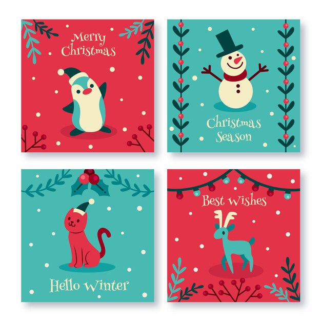 Free Vector Hand Drawn Christmas Cards Collection