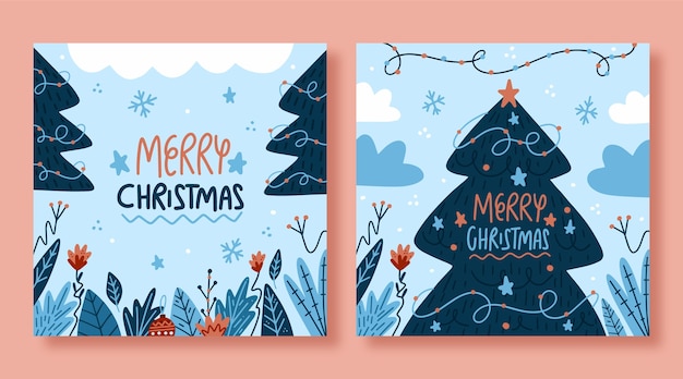 Free Vector | Hand drawn christmas cards collection