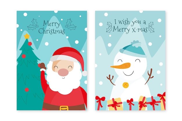 Free Vector | Hand Drawn Christmas Cards Template