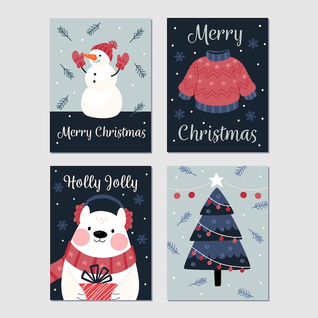 Premium Vector | Hand drawn christmas cards