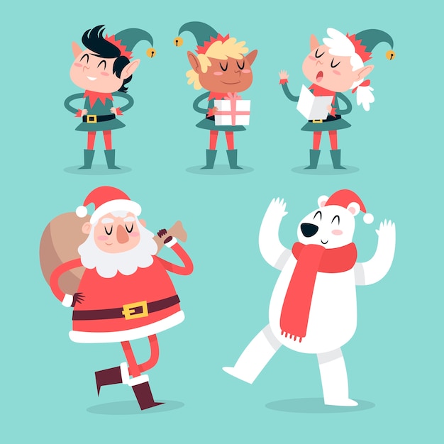 Free Vector Hand drawn christmas character collection