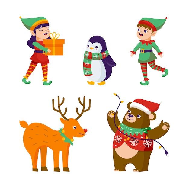 Download Free Vector | Hand drawn christmas characters collection