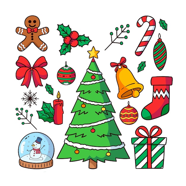 Free Vector Hand drawn christmas decoration collection