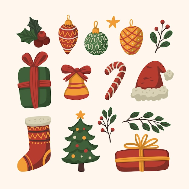 Free Vector Hand drawn christmas decoration collection