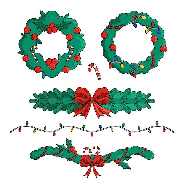 Free Vector  Hand drawn christmas decoration collection