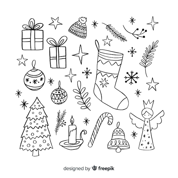 Hand drawn christmas decoration pack Vector | Free Download