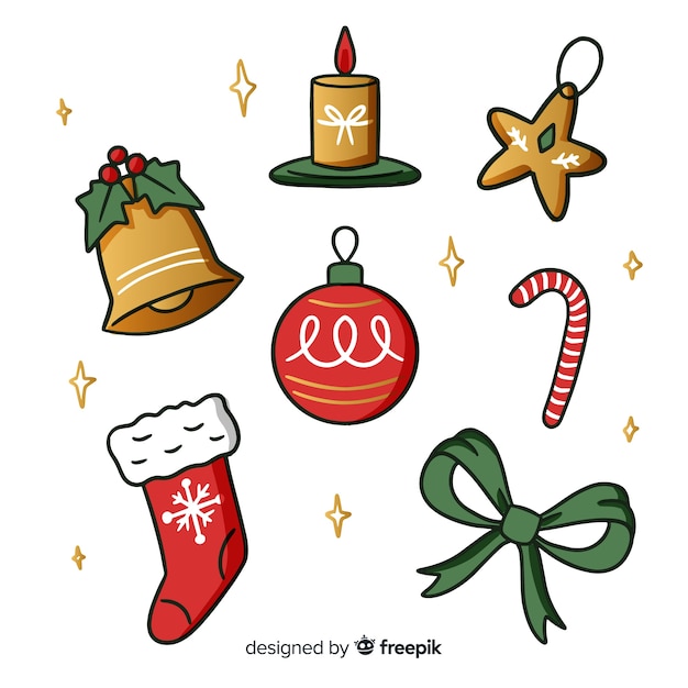 Free Vector | Hand drawn christmas decoration pack