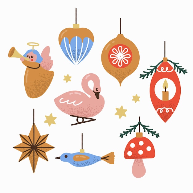 Free Vector | Hand drawn christmas decoration pack