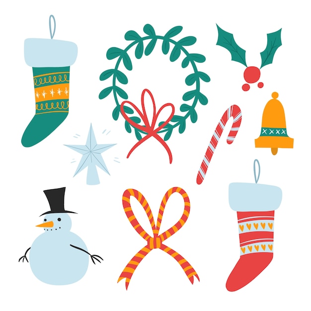 Free Vector | Hand drawn christmas decoration set