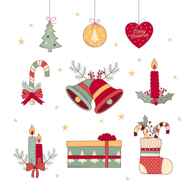 Free Vector | Hand drawn christmas decoration set