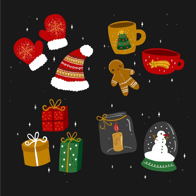 Free Vector | Hand drawn christmas decoration set