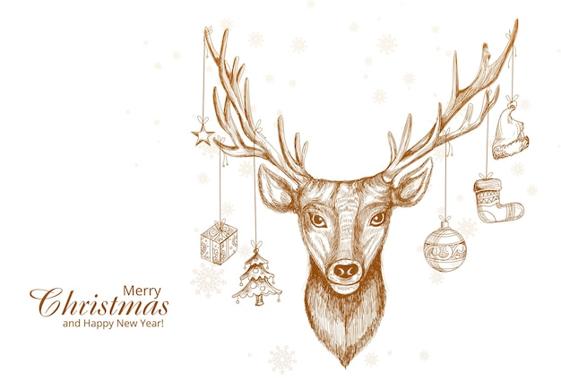 Free Vector | Hand drawn christmas deer sketch design
