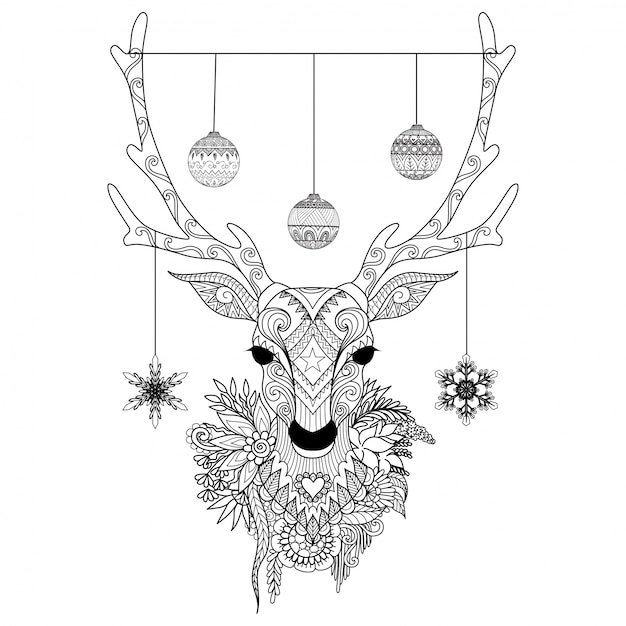 Hand drawn christmas deer Vector | Premium Download