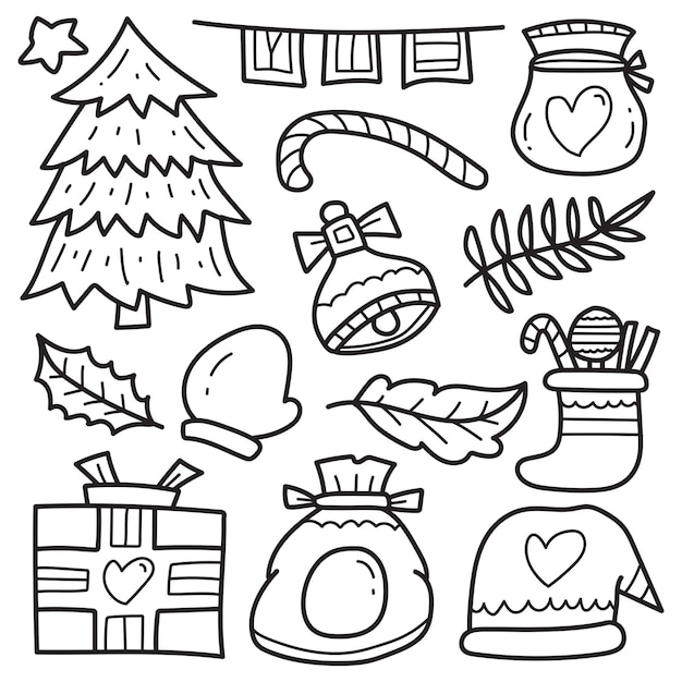 Premium Vector Hand drawn christmas doodle cartoon kawaii coloring design