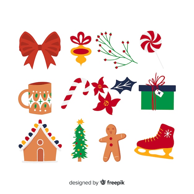 Download Hand drawn christmas element collection Vector | Free Download
