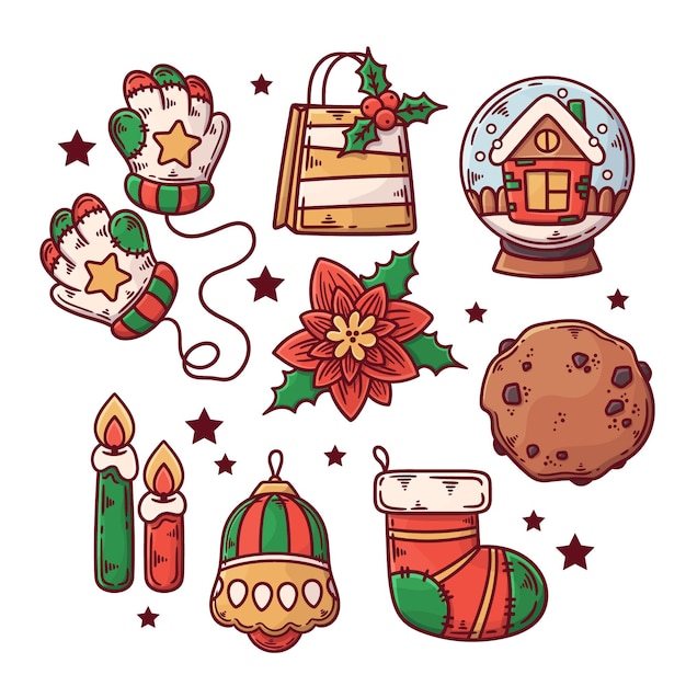 Free Vector | Hand drawn christmas element collection