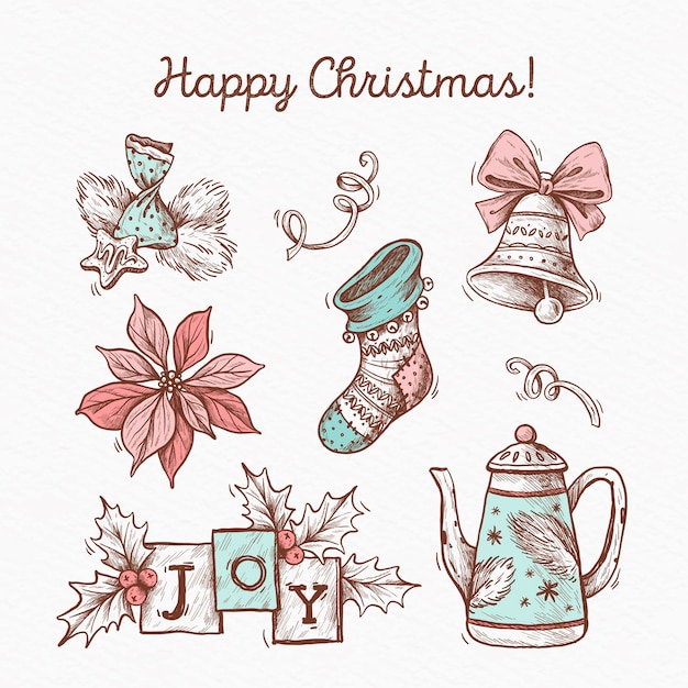 Free Vector | Hand drawn christmas element illustration pack