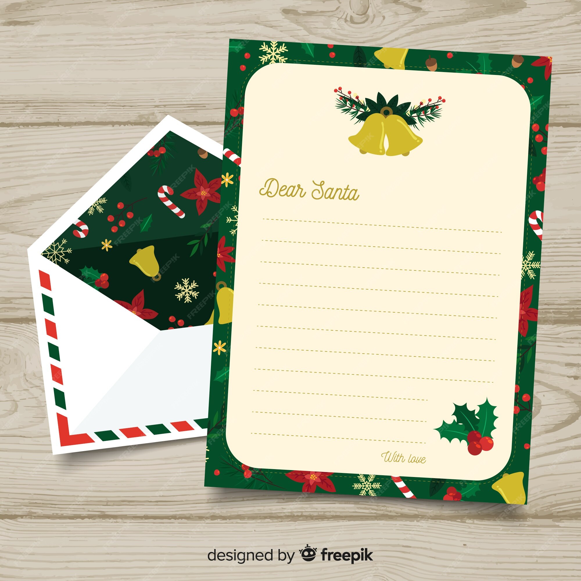 Free Vector | Hand drawn christmas envelope and letter