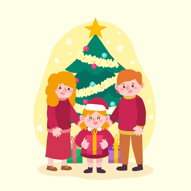 Download Hand drawn christmas family illustration Vector | Free ...