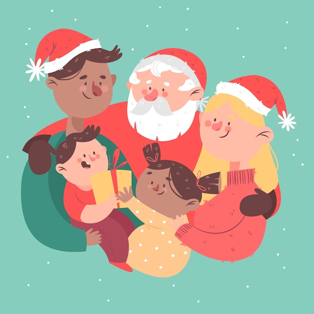 Download Free Vector | Hand drawn christmas family scene