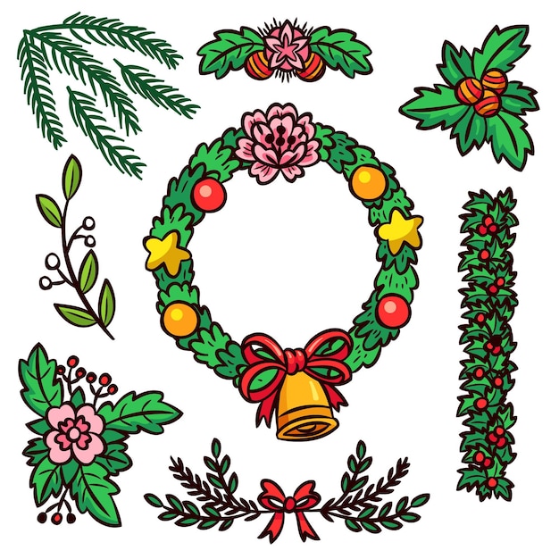 Free Vector Hand drawn christmas flower collection