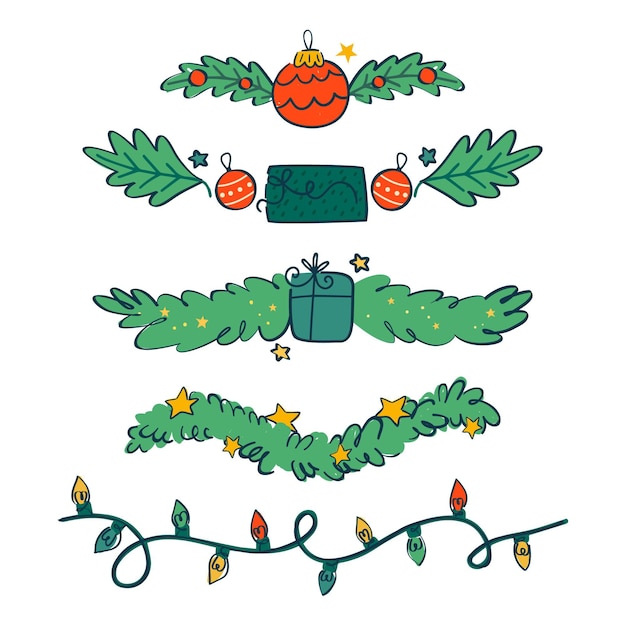 Free Vector  Hand drawn christmas frames and borders collection