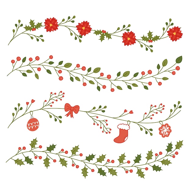 Download Free Vector | Hand drawn christmas frames and borders