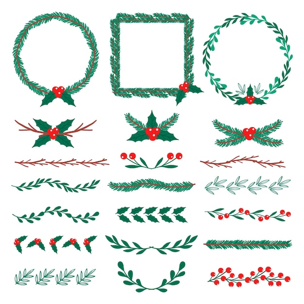 Hand drawn christmas frames and borders | Free Vector