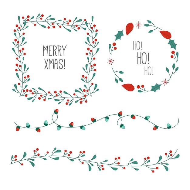 Hand drawn christmas frames and borders Vector  Free Download