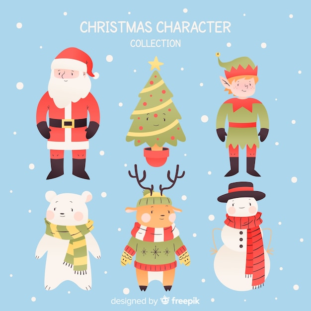 Download Free Vector | Hand drawn christmas friends collection