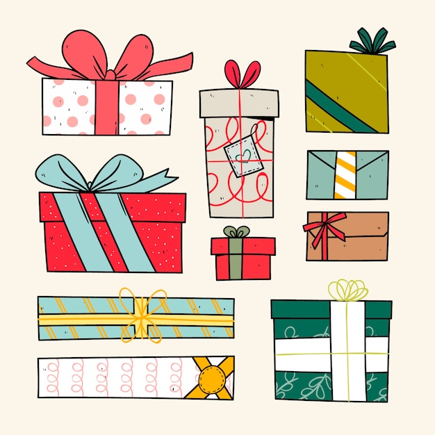 Free Vector | Hand drawn christmas gift collection