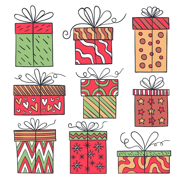 Free Vector Hand drawn christmas gift collection