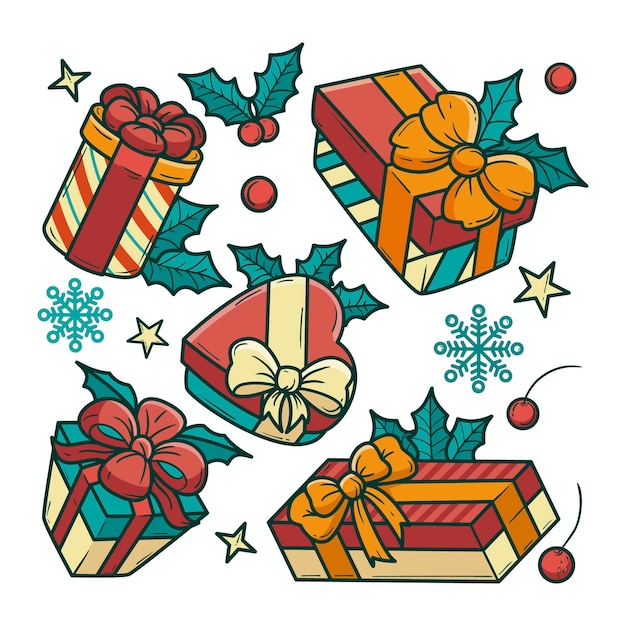 Free Vector | Hand drawn christmas gift collection