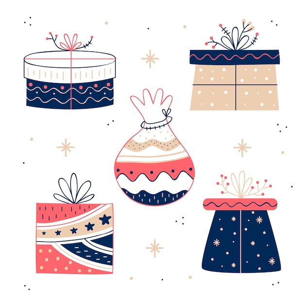 Free Vector | Hand drawn christmas gift set