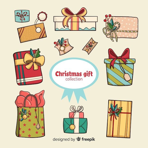 Free Vector | Hand drawn christmas gifts set