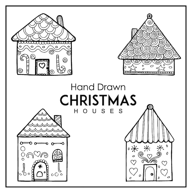 Download Hand drawn christmas house collection Vector | Free Download