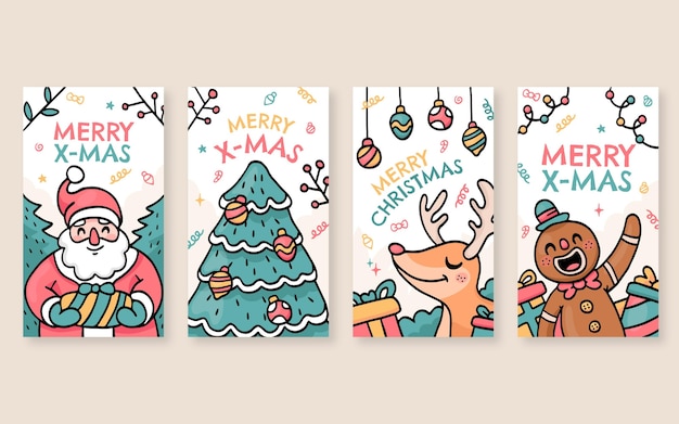 Free Vector | Hand Drawn Christmas Instagram Stories Collection