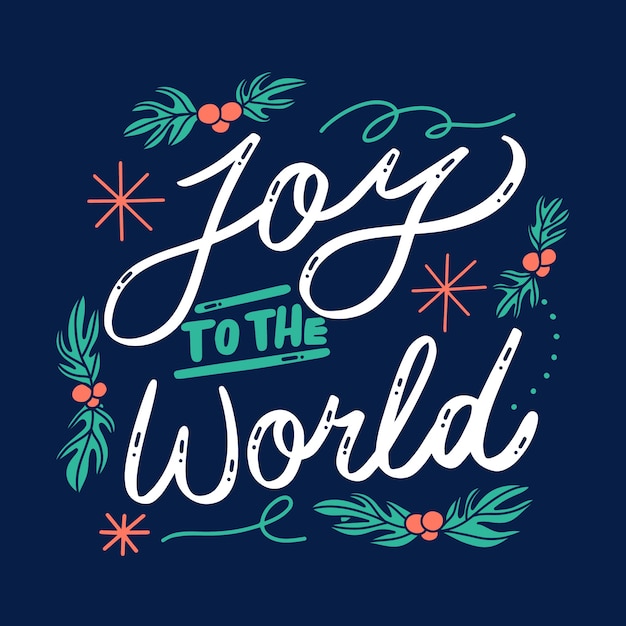 Premium Vector | Hand drawn christmas joy to the world lettering