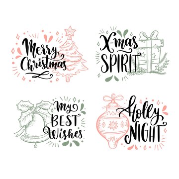 Free Vector | Hand drawn christmas label set