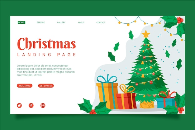 Free Vector | Hand drawn christmas landing page